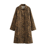 PICSGIRL  -  Summer Elegant Women's 2024 New Casual Fashion Long-Sleeved Single-Breasted Leopard Print Jacket Long Loose Trench Coat Outwear