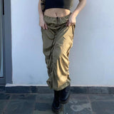 PICSGIRL  -  Women's Vintage Drawstring Cargo Skirts Long Skirt High Waist Y2K Shirring Aesthetic Maxi Skirts Harajuk Lady 2000s Streetwear