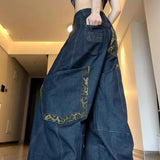 PICSGIRL  -  Y2K Retro Women Jeans Big Pocket Scimitar Leopard Wide Leg Denim Cargo Pants Harajuku Baggy Autumn Streetwear Trousers