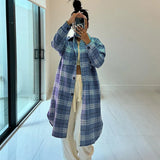 PICSGIRL  -  Plaid Casual Woolen Shirt Single Breasted Fashion Women's Turn Down Collar Pocket Long Sleeve Loose Cardigan Top