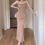 PICSGIRL  -  Elegant Party Dresses for Women Sexy Evening Bodycon Dress Long Sleeveless Dress Backless Female Black Korean Fashion