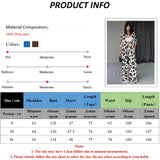 PICSGIRL  -  Women Suits Fashion Animal Print Lapel Print Long Sleeve Shirt & Loose Trousers Two-piece Sets Pant Sets