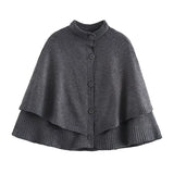 PICSGIRL  -  Chic Knitted Cape Cardigan Women Casual Solid Single-Breasted O-neck Sweaters Female Autumn Loose Versatile Simple Knitwear