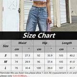 PICSGIRL  -  Women Fashion Harajuku Harem Korean Wide Leg Trousers Casual Ripped Hole Jeans Straight Denim Pants High Waist Streetwear