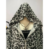 PICSGIRL  -  Y2K goth leopard print graphic design cardigan zipper hoodie for women 2024 new American vintage street hip-hop baggy sweatshirt