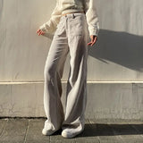 PICSGIRL  -  Autumn Baggy Corduroy Pants Woman Korean Fashion Office Lady Basic Casual Wide Leg Trousers Winter New Pantalones