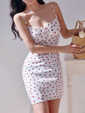 PICSGIRL  -  French Retro Floral Print Suspender Dress Elegant A-Line Midi Dress for Women Summer New Strapless Lace-up Dress