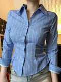 PICSGIRL  -  Office Ladies Casual Striped Blouse Elegant Basic Turn-Down Collar Long Sleeve Shirts Women Spring Autumn Streetwear
