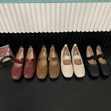 PICSGIRL  -  Korean Style Mary Jane Shoes Square Toe Women's Shoes PU Ballet Flats Spring/Autumn Flats Women Shoes