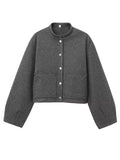PICSGIRL  -  Stand Collar Short Jacket For Women Fashion Loose Single Breasted Coat Casual 2025 Spring Autumn New Solid Woman Outwear
