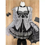 PICSGIRL  -  Sweet Lolita Lace Up Ruffles Cardigan+ Sexy Slim Fit Strapless Vest Tops+ High Waist Ruched Skirts Early Autumn Three Piece Sets