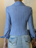PICSGIRL  -  Office Ladies Casual Striped Blouse Elegant Basic Turn-Down Collar Long Sleeve Shirts Women Spring Autumn Streetwear