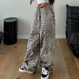 PICSGIRL  -  Leopard Print Fashion Wide Leg Pants Y2K Vintage High Street Hip Hop Straight Trousers Grunge Style Lady Joggers Fall