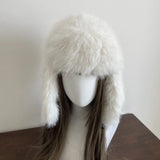 PICSGIRL  -  Thick Furry Faux Fur Hats For Women Men Winter Outdoor Keep Warm Earflap Ski Hat Girl Corner Buckle Windproof Russian Bomber Cap