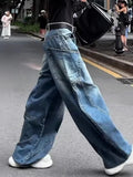 PICSGIRL  -  American Niche Y2K Fashion Blue Pocket Cargo Pants Women Autumn Winter Street Loose Casual Harajuku High Waist Wide Leg Jeans