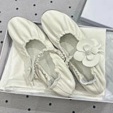 PICSGIRL  -  New Flower Flat Mary Jane Shoes Women Round Toe Comfy Casual Loafers White Fashion Brand Mule Shoes Designer Floral Ballet Shoes