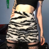 PICSGIRL  -  Autumn and Winter European and American Design Harajuku Y2k Hot Girl Zebra Print Plush Skirt Street Trend Retro Slim Sexy Skirt