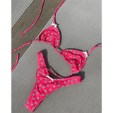 PICSGIRL  -  Micro Bikini Push Up Women Swimsuits Sexy Female Swimwear Checkerboard Brazilian Bikini Set Biquini Print Beachwear