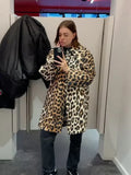 PICSGIRL -  Women Fashion Leopard Printed Lapel Coat 2024 New Chic Single Breasted Loose Jacket Female Causal Commuting Street Outerwear