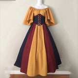 PICSGIRL  -  Female Cos Costume Performance Big Swing Skirt  Medieval Retro Slim-fitting Skirt Flying Sleeves Shoulder Dress