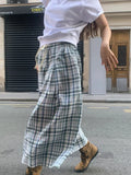 PICSGIRL  -  Korean Fashion Plaid Midi Skirt Women 2024 New Chic High Waist Drawstring A-line Long Faldas Spring Summer Casual Elegant Skirts