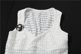 PICSGIRL  -  Elegant Sequined Patchwork 3 Piece Set Women Basic Scarf+Square Collar Tank Tops+Ruched Long Skirt Matching Trend Suits