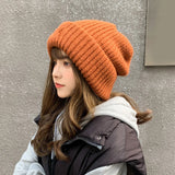 PICSGIRL  -  Winter Knitted Hat Women Korean Fashion Solid Outdoor Warm Beanies All-match Casual Elastic Comfortable Cap 2024 New