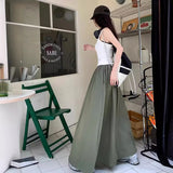 PICSGIRL  -  Mint Manbo Half Skirt Umbrella Skirt Women's Summer Thin Elastic Waist Slim Large Swing Skirt Spring Loose A-line Long