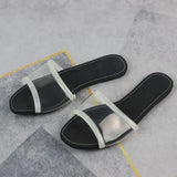 PICSGIRL  -  Transparent PVC Flat Slippers for Women 2025 Square Toe Outdoor Fashion Cross Design Female Slides Plus Size Summer Beach Shoes