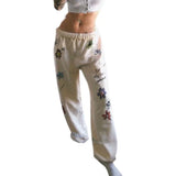 PICSGIRL  -  Retro Khaki Graffiti Casual Track Sweatpants Women's Loose Trousers Personality