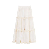 Picsgirl -  Maxi Long Tulle White Skirts for Women Gothic Pleated Skirt Casual Party Fairycore Summer Winter Jupe Longue Falda Mujer