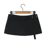 PICSGIRL -  Y2k fashion mini skirts for women vintage black cargo skirts womens Summer cargo skirts with belt asymmetrical pocket