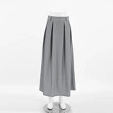 PICSGIRL  -  High Waist Pleated Skirt Women's Solid Commuting Casual Slim A-Pulse Skirt Loose Patchwork Streetwear Party Long Skirt