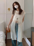 PICSGIRL  -  Summer Hollow Out Knitted Bandage Women's Dress Loose Casual Streetwear Tank Dresses Sexy Y2k Aesthetic Korean Vestido De Mujer