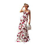 PICSGIRL  -  Summer 2024 New Style Printed Slim Fit Bag Hip Long Dress European and American Vacation Tank Top Dress