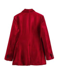 Picsgirl HH TRA Spring Blazers Woman 2024 Trendy Red Turn Down Collar Long Sleeves Pockets Decorate Single Button Female Jacket Coats