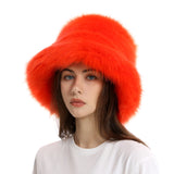 PICSGIRL  -  Winter Tie-dyed Bucket Hat Imitation Fur Y2k Warm Plush Bucket Hat Unisex Bucket Hat Gorros Invierno Mujer