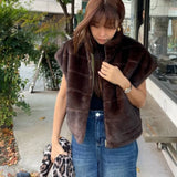 PICSGIRL  -  New Faux Mink Fur Double-sided Wear Cotton-padded Jacket Vests Winter Women Thick Warm Short Waistcoat Fur Vest Outerwear