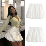 PICSGIRL  -  Women's 2024 Summer New French Jacquard Puff Hem Pleated Decorative Jacquard Lantern Mini Skirt