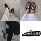 PICSGIRL  -  Flat Mesh Sandals Women Fashion Summer Breathable Mule Shoes Women Pumps Round Toe Metal Buckle Designer Fishnet Sandals Female