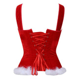 PICSGIRL  -  Christmas Corsets for Woman Feathers Corset Top with Straps Burlesque Bustier Overbust Sexy Masquerade Party Costumes Plus Size