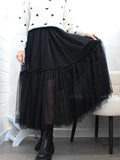 PICSGIRL  -  A-line Mesh Women Skirts Solid Color Double Layer Elegant Lady Skirts Summer 2024 New Chic Sweeat Party Tutu Skirt For Spring