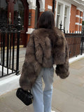 PICSGIRL  -  Vintage Faux Fur Short Coats Women Retro Thick Large Cuffs Solid Fur Coat Female Winter Warm Lady Chic High Street Outwear