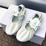 PICSGIRL  -  New Flower Flat Mary Jane Shoes Women Round Toe Comfy Casual Loafers White Fashion Brand Mule Shoes Designer Floral Ballet Shoes