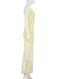 PICSGIRL  -  Holiday Floral Trumpet Dress Beach Style Sexy Slim Lace V-Neck Sleeveless Maxi Dresses For Women 2025 Summer Fashion