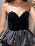 PICSGIRL  -  Sexy Velvet Patchwork Women Tank Strapless Sleeveless Backless Female Dresses 2025 Fashion Ruffle Hem Spring Fashion Lady Tops