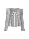 PICSGIRL - Spring Knitted Cropped Top Sexy Off Shoulder Long Sleeves Zipper Cardigan Zipper Female Casual Ribbed Slim Sweater Tops