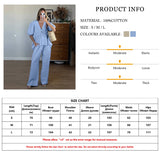 PICSGIRL  -  Cotton Loose Female Pajama 2 Piece Suit Short Sleeve Nightgown Sexy V-Neck Sleepwear Pants Casual Women Nightwear Set
