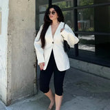 PICSGIRL  -  Elegant Office Lady Blazer Coat Fashion Single Buckle V-neck Femlae Jackets 2025 Spring Long Sleeve Women Commuting Outwears