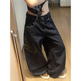 PICSGIRL  -  Y2K Retro Women Jeans Big Pocket Scimitar Leopard Wide Leg Denim Cargo Pants Harajuku Baggy Autumn Streetwear Trousers